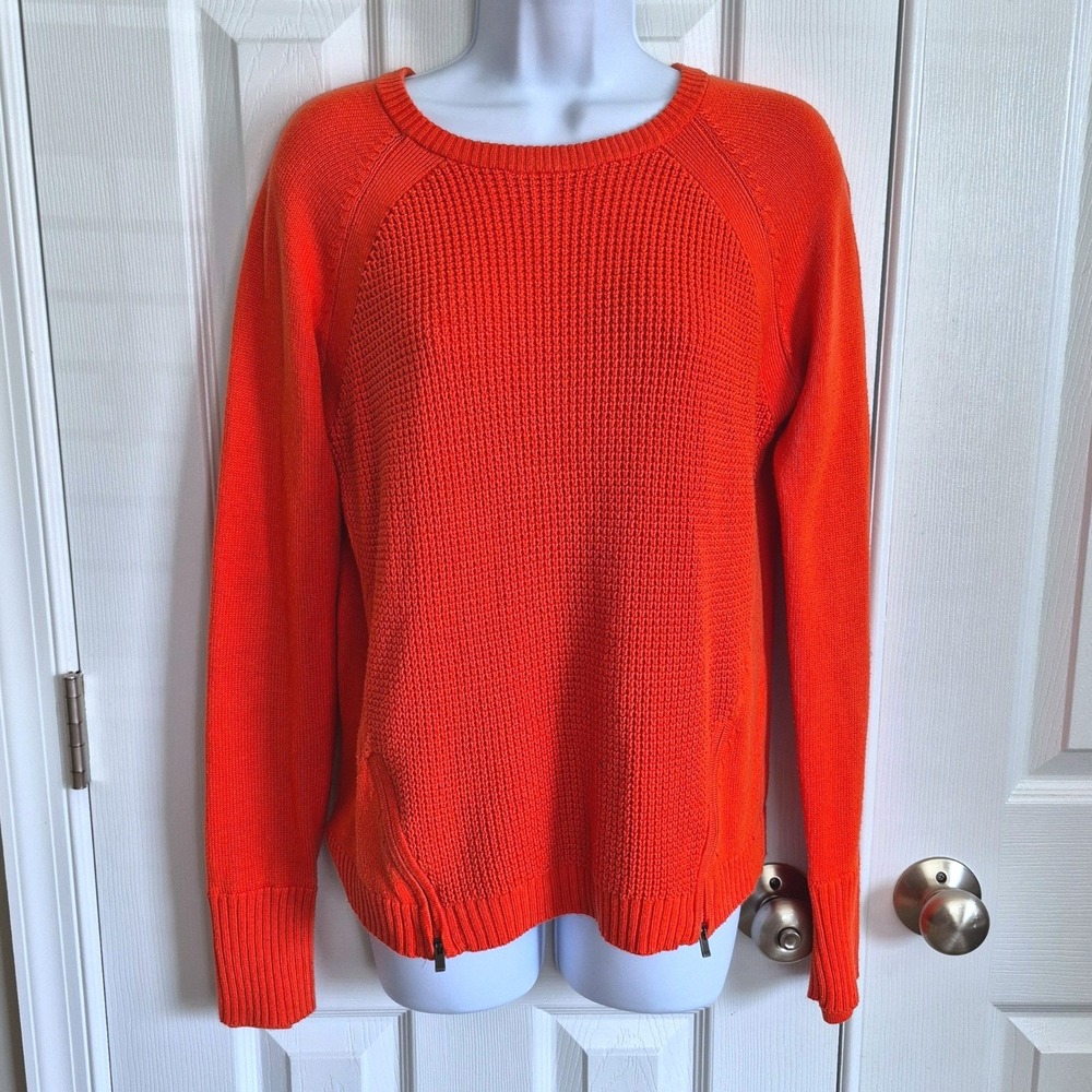 Athleta orange sweater with zippers and‎ thumb holes womens XS